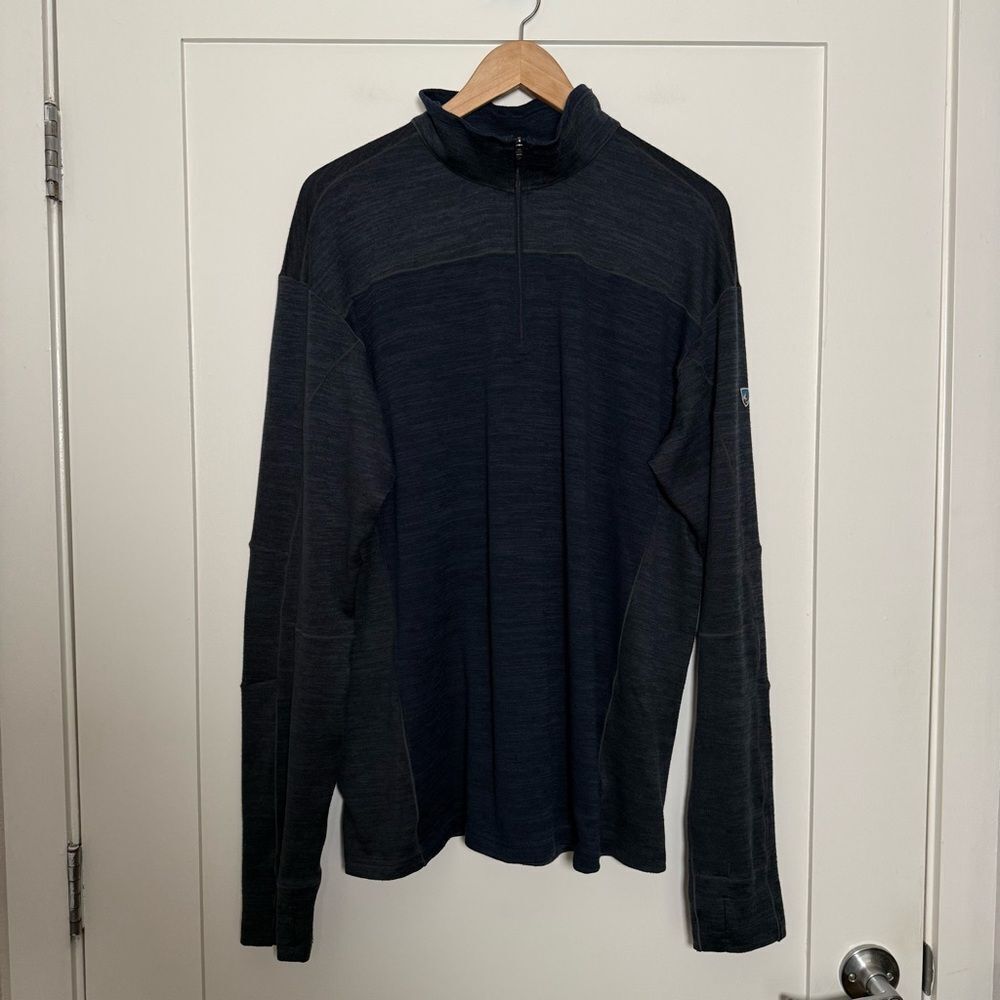 Kuhl Sweatshirt Mens Sz XXL Navy 1/4 Zip Long Sleeve Base Layer Hiking Outdoor
